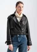 Lebeni Black Textured Lambskin Leather Jacket