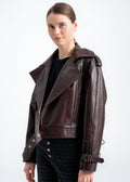 Lebeni Deep Mahogany Lambskin Leather Jacket